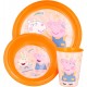 Set Pappa Plastica 3 Pezzi Peppa Pig - Piatto Fondo, Piatto Piano e Bicchiere