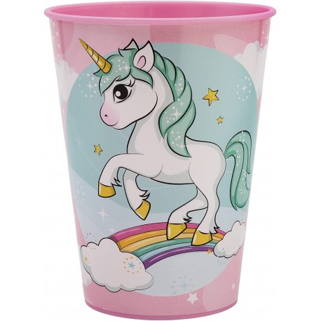  Bicchiere in Plastica Unicorno Disney 260 ml - Ideale per Scuola, Tempo Libero e Regali per Bambini