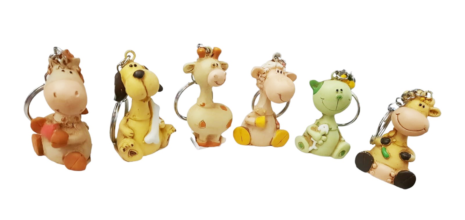 BOMBONIERA SET DA 4 PORTACHIAVI ANIMALETTI CM 5 CANE MUCCA GIRAFFA PECORA -  Non Solo Disney