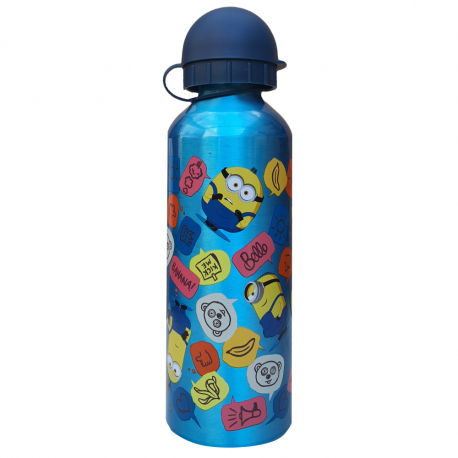 BORRACCIA IN ALLUMINIO MINIONS CON BECCUCCIO E COPERCHIO 500 ML