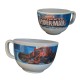 Spiderman Set Colazione 3 Pezzi + Zainetto Trasparente Tazzone Piatto Piano Posate Marvel