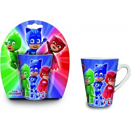 "Tazza Alta in Ceramica PJ Masks - Tazzone con Scatola Sagomata, 370 ml - Super Pigiamini Mug per Colazione Bambini"