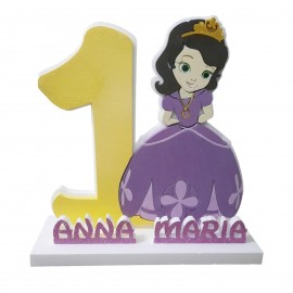 Sagoma Personalizzata in Polistirolo Principessa Sofia per Compleanno Bambina - Con Nome e Numero della Festeggiata, H 70 cm,