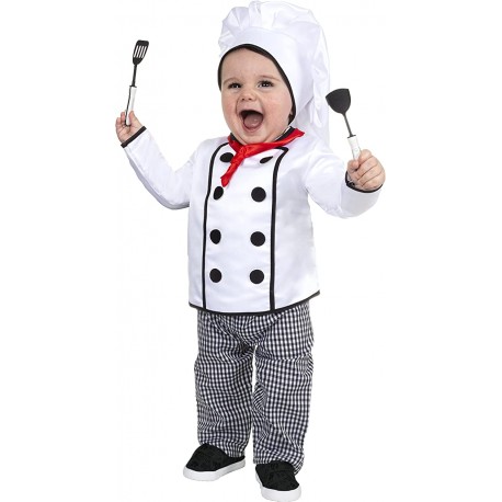 Costume Cuoco Bambino Chef Baby Travestimento Carnevale Compleanno Gioco di Ruolo