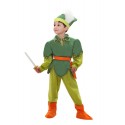 Costume Peter Pan per Bambino Abito Travestimento Carnevale Taglie 3-5 Anni