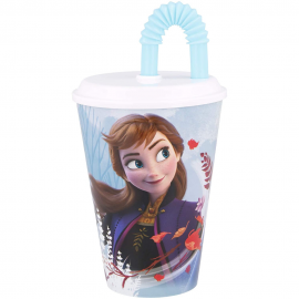 BICCHIERE CON CANNUCCIA FROZEN 2 DISNEY PLASTICA ML.430  BAMBINA