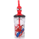 Bicchiere con Cannuccia Ripiegabile Spiderman Marvel 3D, 360 ml, BPA Free, Plastica Sicura per Bambini