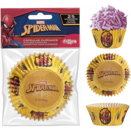 Pirottini Spiderman Marvel per Dolci - Confezione da 25 Pezzi, Perfetti per Cupcake e Muffin