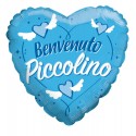 Palloncino Foil 18" Cuore Azzurro Nascita Benvenuto Piccolina CM.45