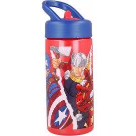 Borraccia con Beccuccio Ripiegabile Avengers Marvel - 410 ml Capitan America, Iron Man, Thor - Scuola e Tempo Libero