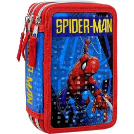 Astuccio Scuola Multiscomparto Spiderman Marvel - 44 Pezzi con 3 Zip - Porta Colori Giotto - Prodotto Ufficiale