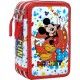 "Astuccio Scuola Multiscomparto Mickey Disney 44 Pezzi - 3 Zip con Porta Colori Giotto - 20x13x6 cm"