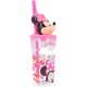 Bicchiere con cannuccia ripiegabile Minnie Disney personaggio 3D Bpa Free 360 ml Bambina