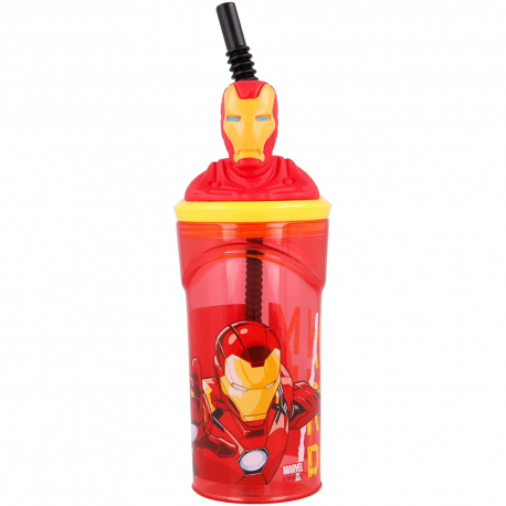 BICCHIERE CON CANNUCCIA RIPIEGABILE CAPITAN AMERICA MARVEL PERSONAGGIO 3D BPA FREE 360 ml  BAMBINO