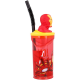  Bicchiere con Cannuccia Ripiegabile Iron Man Marvel 3D, Plastica BPA Free, 360 ml per Bambini