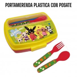 Portapranzo con Posate Bing il Coniglietto - Porta Merenda Scuola & Tempo Libero 17x14x6 cm