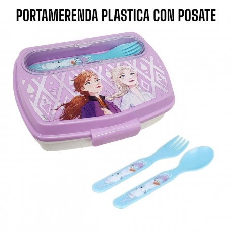 Portapranzo Frozen Disney con Posate Forchetta e Cucchiaio - Porta Merenda Scuola & Tempo Libero