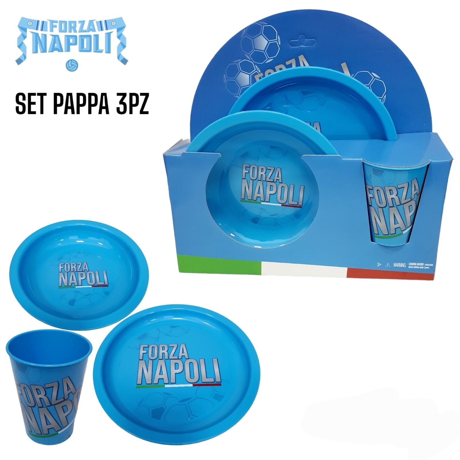 Forza Napoli - Bicchiere con cannuccia 430ml per Bambini, Bpa free