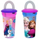 Bicchiere con Cannuccia Frozen Elsa Anna Olaf Disney  430ml Bicchieri in plastica per Bambini