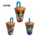 Bicchiere con Cannuccia Topolino Pippo Paperino in Plastica - 430 ml