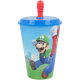 Bicchiere con Cannuccia Super Mario Bros in Plastica - 430 ml