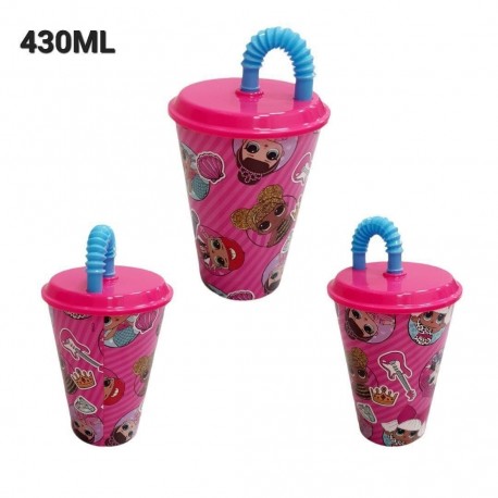 Bicchiere con cannuccia Lol Surprise 430ml Bicchieri Scuola e Tempo Libero Bambina