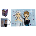 SET TAZZA COLAZIONE + TOVAGLIETTA IN TESSUTO FROZEN II DISNEY ELSA ANNA CERAMICA MUG