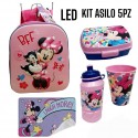 Set Scuola Asilo 5 pz Minnie Disney - School Pack Completo con Zaino 3D LED, Borraccia, Bicchiere, Portamerenda e Tovaglietta