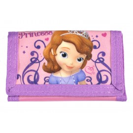 Portafoglio Principessa Sofia Disney con Chiusura Velcro, Scomparti e Portamonete Glitterato - 13x9 cm