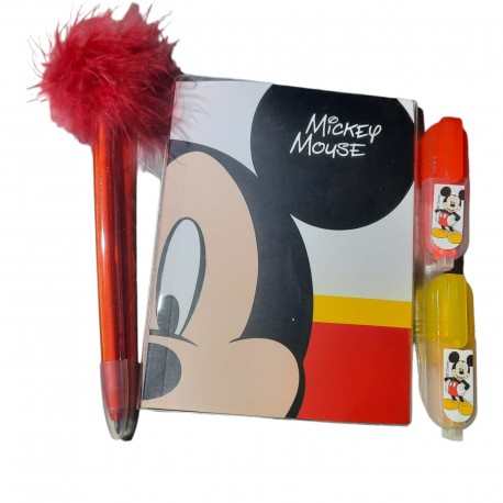 SET CANCELLERIA 5 PEZZI TOPOLINO MICKEY MOUSE DISNEY 2 MATITE HB, 1 GOMMA 1 TEMPERINO 1 RIGHELLO - MIC0293