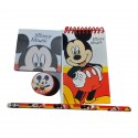 SET CANCELLERIA 5 PEZZI TOPOLINO MICKEY MOUSE DISNEY 2 MATITE HB, 1 GOMMA 1 TEMPERINO 1 RIGHELLO