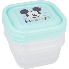 "Set di 3 Contenitori per Alimenti Disney Baby Mickey Mouse - Senza BPA, Ideale per Trasporto e Conservazione"