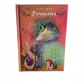 Diario Scuola Disney Principesse   Rapunzel, Mulan, Jasmine, Belle e Cenerentola - 20x15x2 cm, Fogli a Quadretti 1 cm