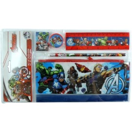 Set Cancelleria Avengers Marvel 5 Pezzi - Astuccio, Matita, Gomma, Temperamatite e Righello per Scuola e Ufficio