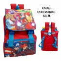 Zaino Estensibile Avengers Marvel per Scuola Elementare - Iron Man, Capitan America, Hulk e Thor - 41x31x20 cm