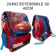 Zaino Cars Disney Pixar Saetta McQueen Estensibile Scuola Elementare Bambino 40x29x27 cm