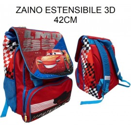 Zaino Cars Disney Pixar Saetta McQueen Estensibile Scuola Elementare Bambino 40x29x27 cm