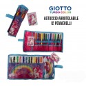 Astuccio Scuola Roll con 12 Pennarelli Giotto Unicorno Disney - Portacolori 40x20cm