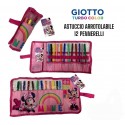 Astuccio Scuola Roll con 12 Pennarelli Giotto Minnie Disney - Portacolori 40x20cm