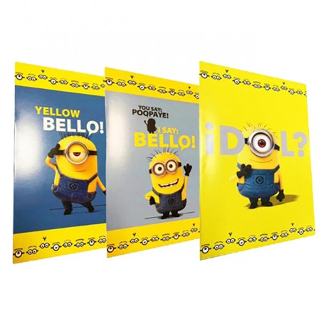 Quaderno Maxi Minions Rigatura C - A4 100gr, Pacco da 10 Pezzi con Soggetti Assortiti