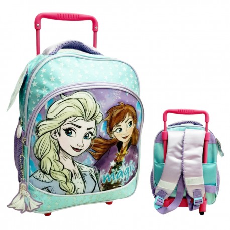 Zaino Asilo Trolley Frozen II Disney Elsa & Anna - 2 Ruote, Manico Allungabile, 30 cm, Scuola e Tempo Libero