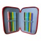  Astuccio Scuola 33 Pz. Multiscomparto Monocolore con 3 Zip - Colori Giotto, 20x12x7 cm