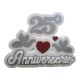 Centrotavola Anniversario 25 con Cuore e Colombe in Polistirolo Glitterato Argento cm 43x33x5cm