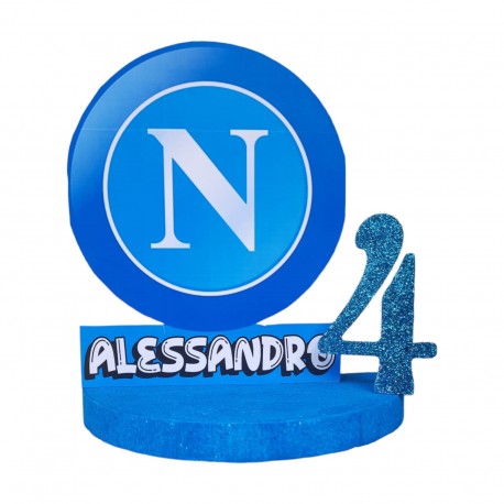 Sagoma in Polistirolo con Logo del Napoli, Personalizzabile con Nome e Numero - Decorazione Compleanno