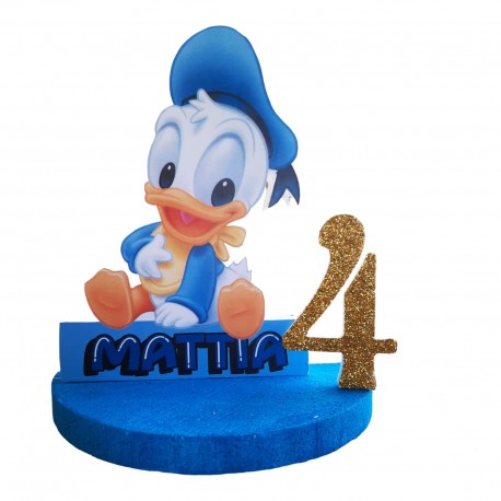 Sagoma Polistirolo con Nome e Numero Paperino Baby Disney - Decorazione Personalizzata per Feste