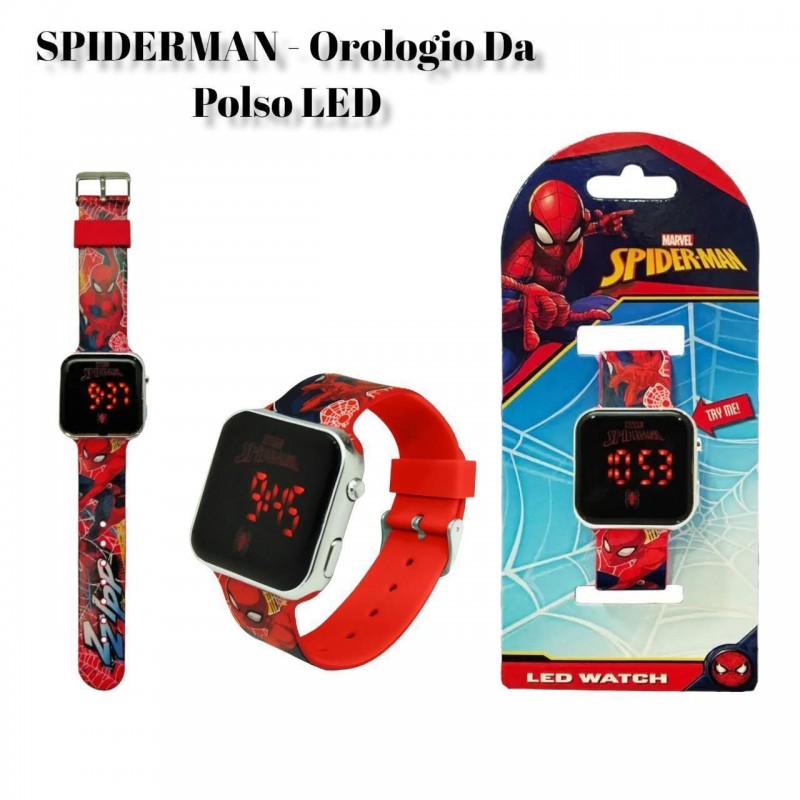 Marvel Spider-Man - Orologio da polso digitale Led per bambini, Funziona  data