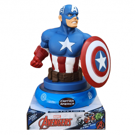  LAMPADA 3D CAPITAN AMERICA MARVEL AVENGERS COMODINO LUCE LED A BATTERIE IDEA REGALO BAMBINO