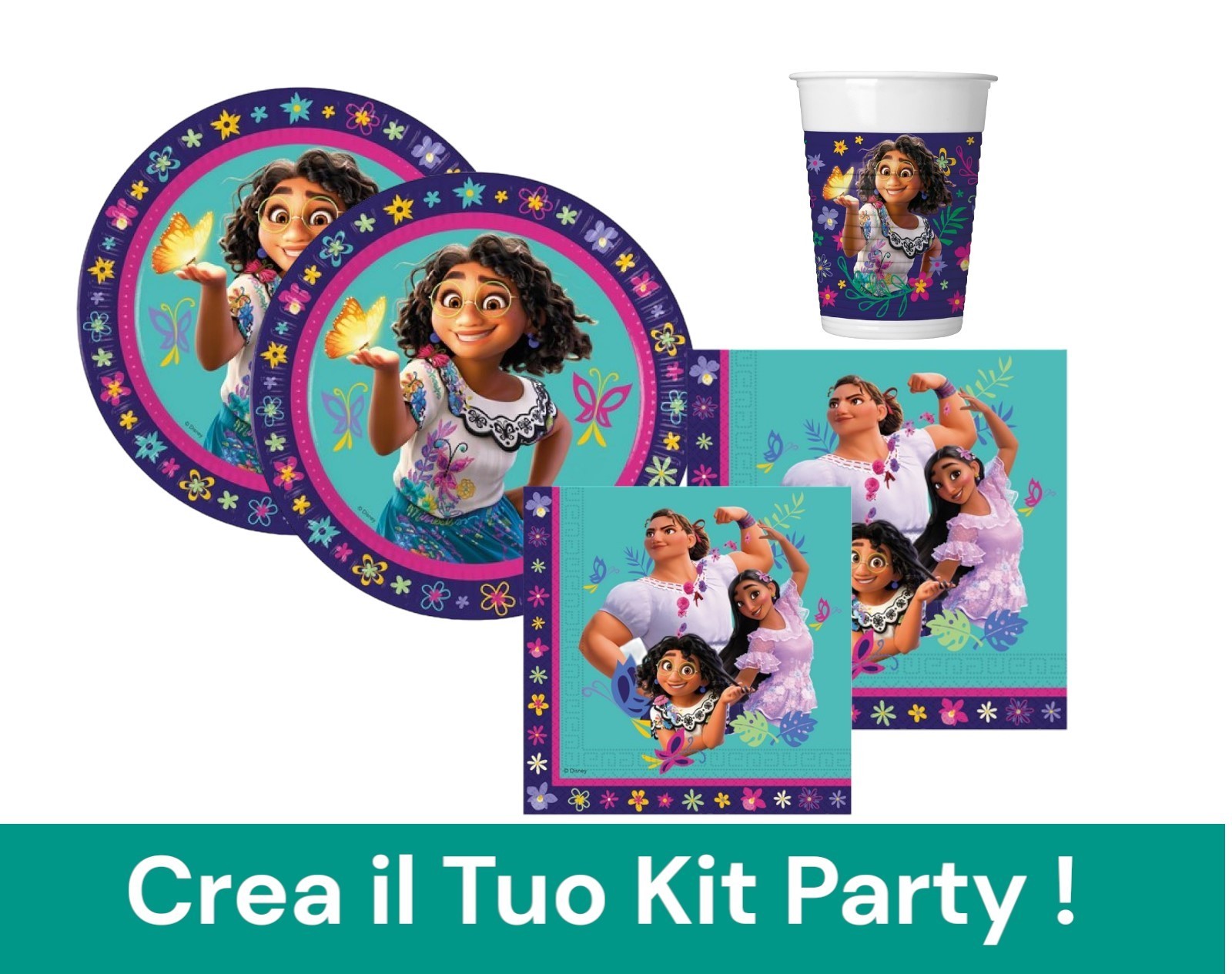 Kit Party Tavola Puffi per 16 Persone (16-Piatti 16-Bicchieri  20-Tovaglioli, 1-Tovaglia) per feste Bambino - Non Solo Disney