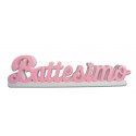 Scritta Polistirolo Battesimo con Base in 3D Rosa cm65 - Decorazione Centro Tavola