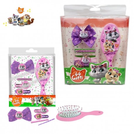 Set Accessori Capelli 44 Gatti Disney - Spazzola, Mollette, Elastici e Clip con Fiocco - Idea Regalo Bambina